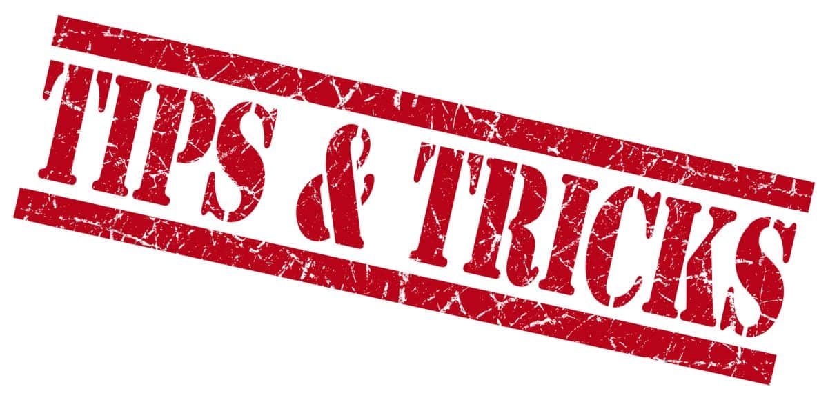 Tips and tricks red square grunge textured isolated stamp