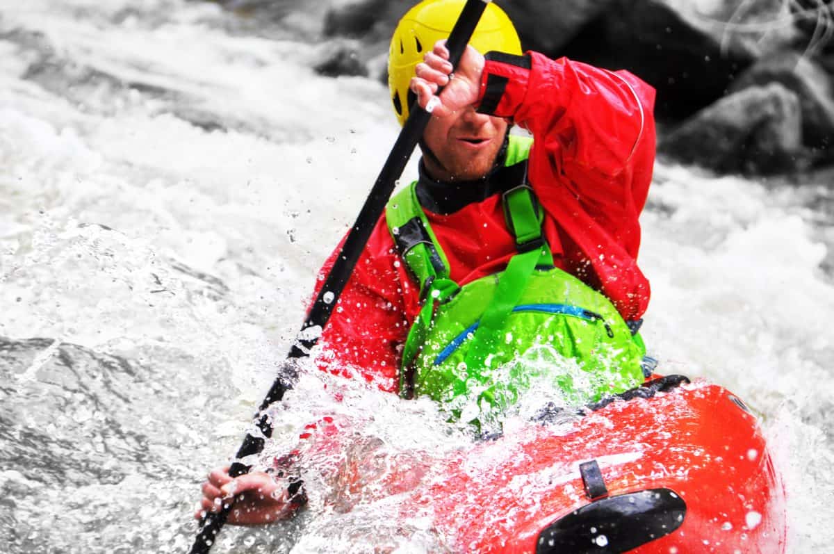 kayaker in irregular waves