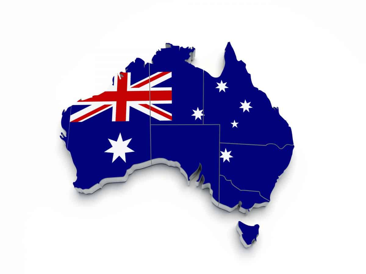 Australia 3D flag map on white isolated