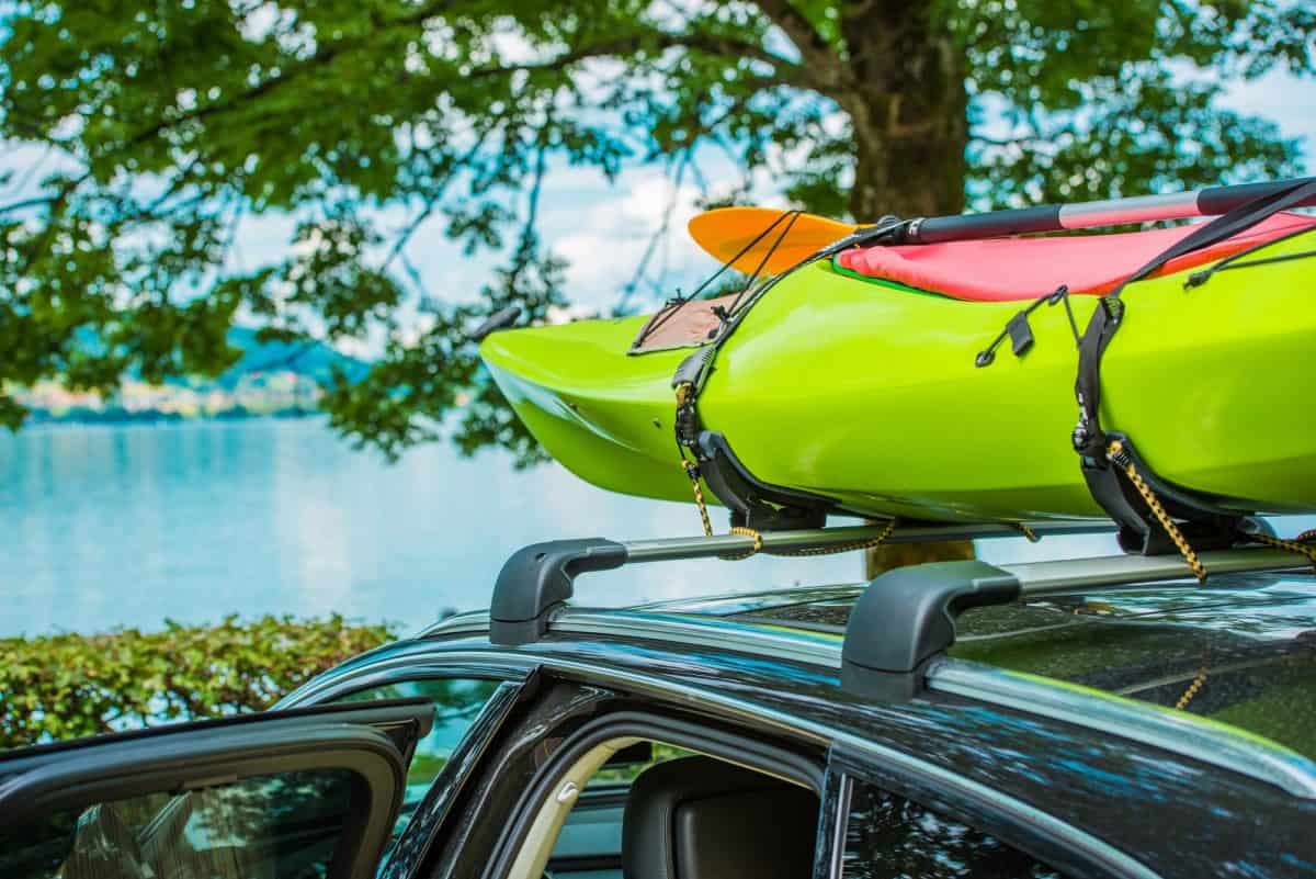 Green Kayak on the Car Roof rack