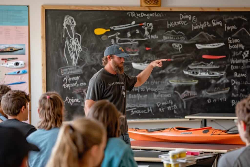 Man explaining to a class the key Kayaking Terminology