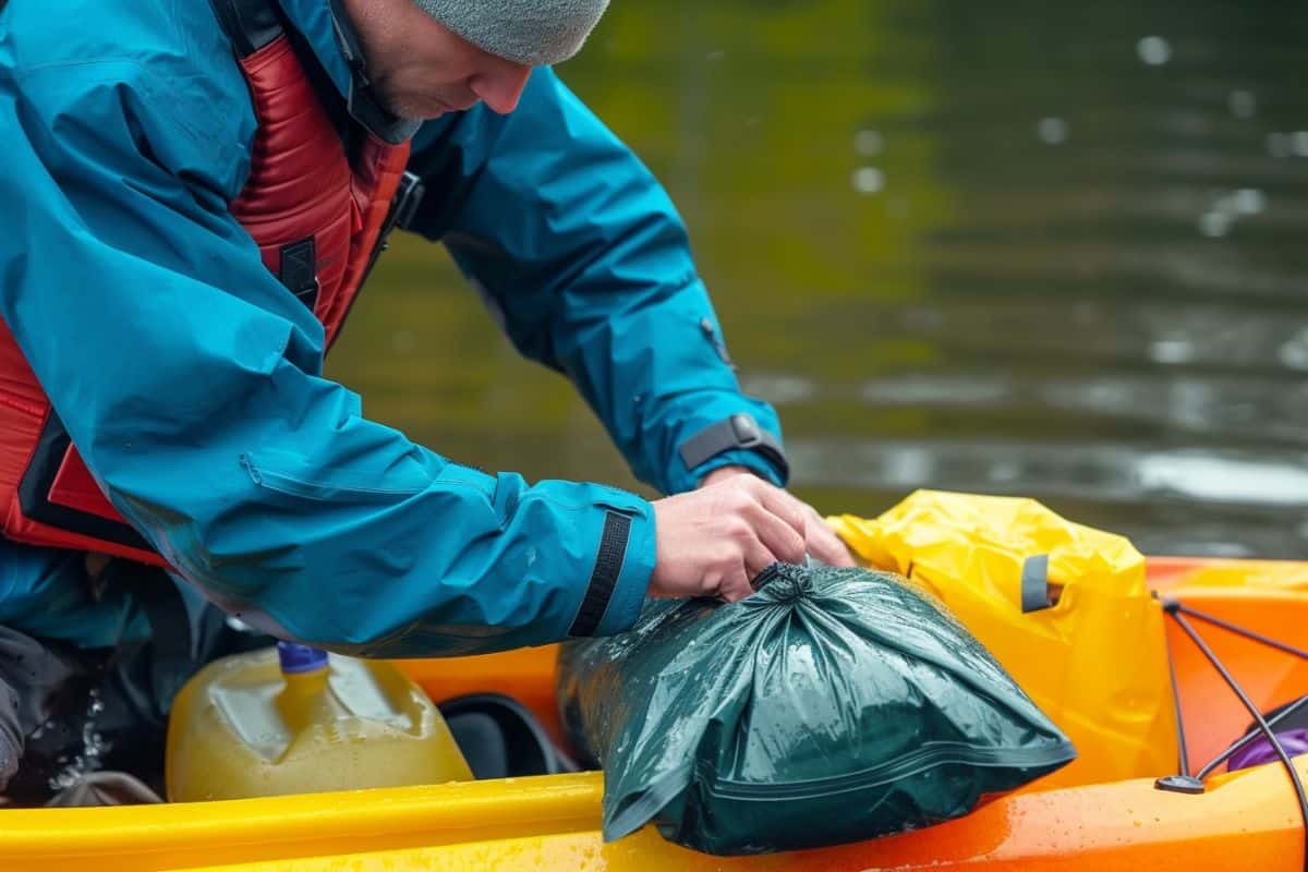 Man loading his kayak for camping