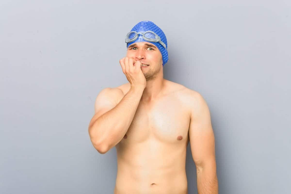 Man worrying about swimming lessons