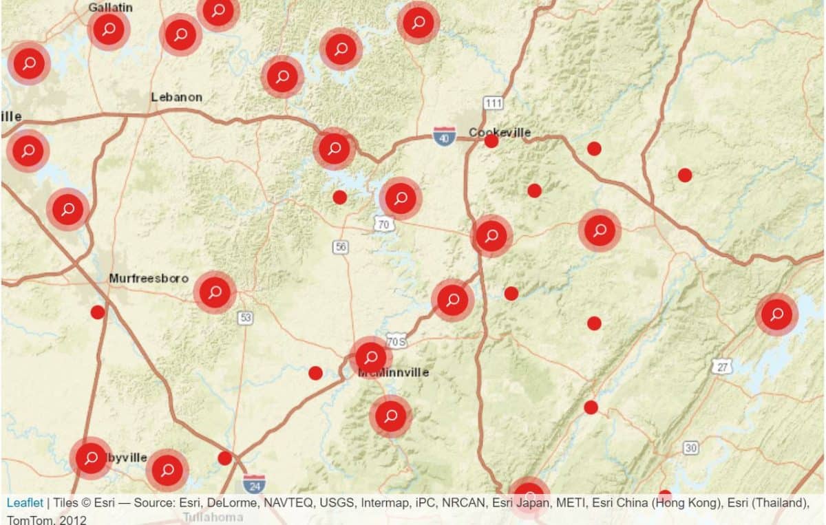 Screen Grab of the Kayaking near me map by go-padling