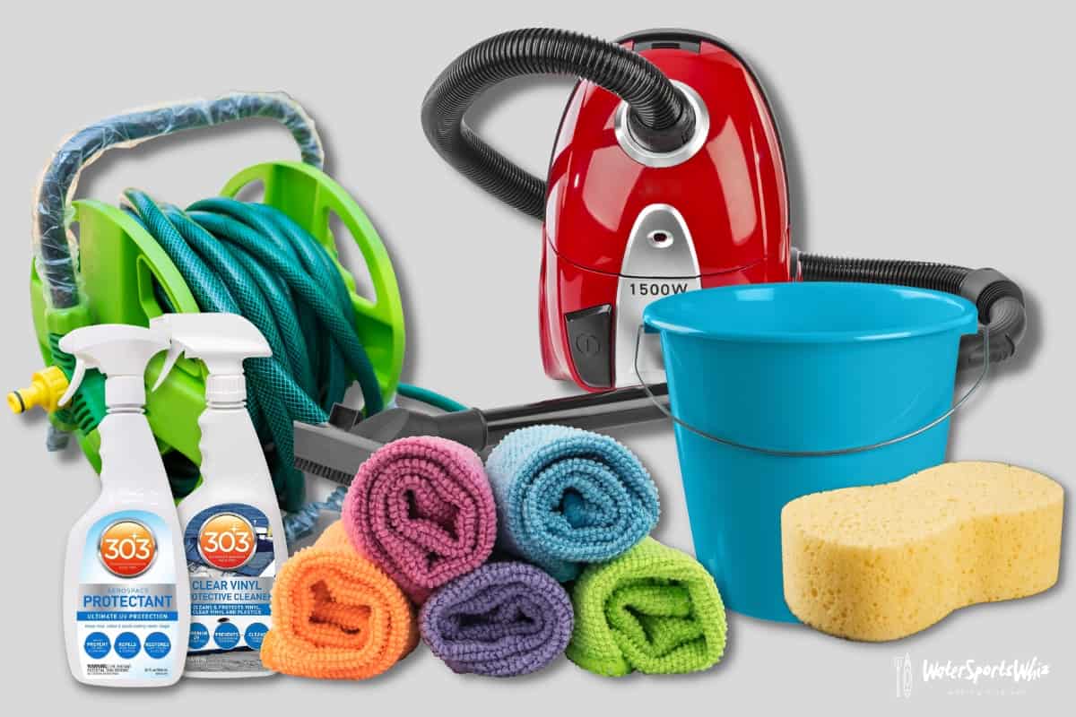 Supplies required to clean a kayak