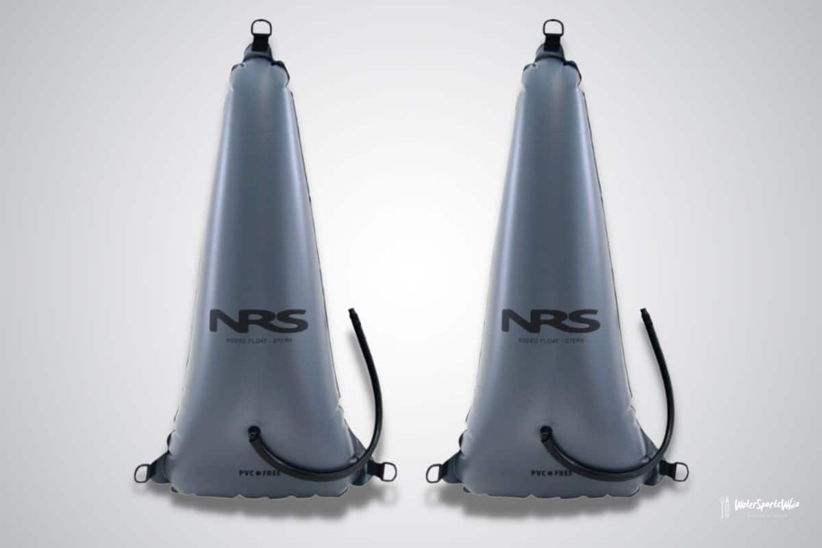 Two NRS kayak float bags on grey background
