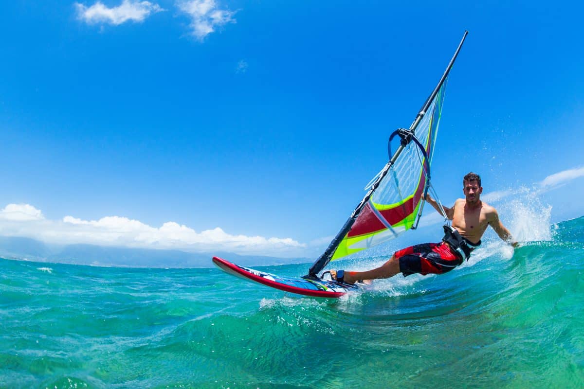 Windsurfing on ocean